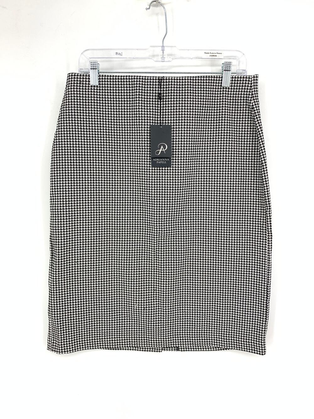 Adrianna Papell Pencil Skirt Women's Size Medium Houndstooth Black White NEW